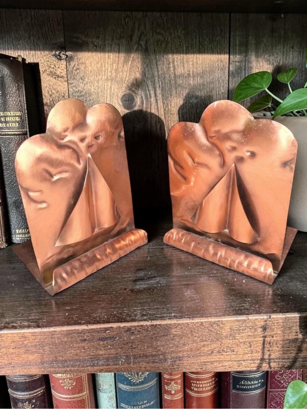 COPPER BOOKENDS Sailboat Vintage Gregorian Solid Sailboat FAST SHIP A167-28